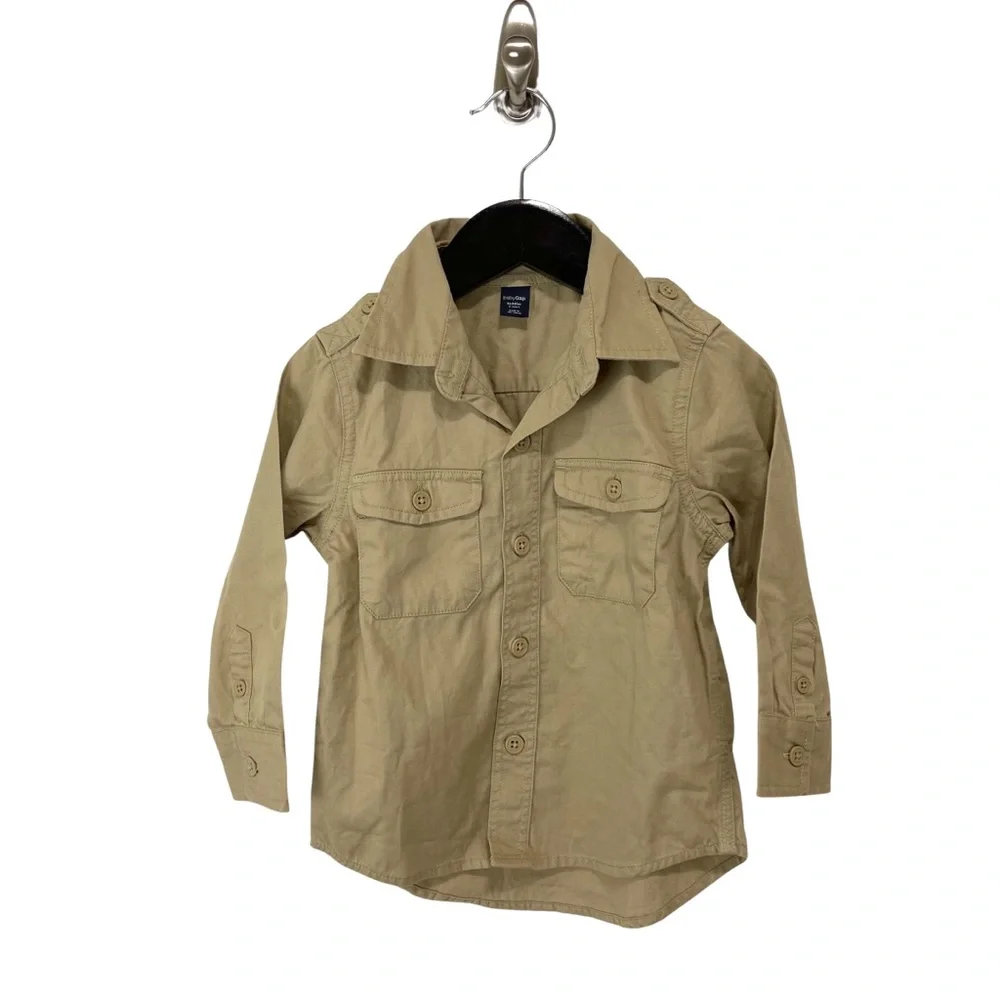 BabyGap- Khaki Woven Button Down Shirt Size 2T